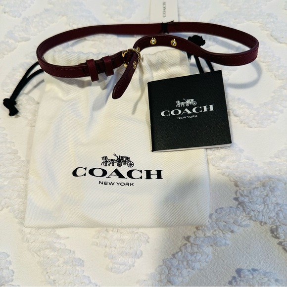 Coach Brown Leather Choker Necklace NWT - Picture 1 of 7